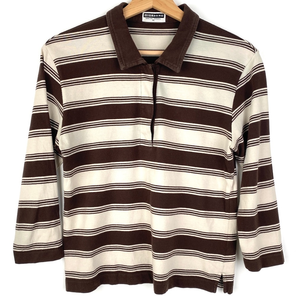 Vintage Giordano Quality Apparel Striped Polo Shirt